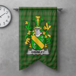 ScotsTee Shop Irish Grumley Clan Coat of Arms Irish Tartan Gonfalon Flag
