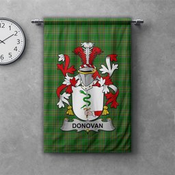 ScotsTee Shop Irish Donovan or O'Donovan Clan Coat of Arms Irish Tartan Gonfalon Flag