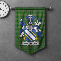 ScotsTee Shop Irish Fortescue Clan Coat of Arms Irish Tartan Gonfalon Flag
