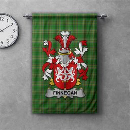 ScotsTee Shop Irish Finnegan or O'Finnegan Clan Coat of Arms Irish Tartan Gonfalon Flag
