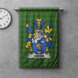 ScotsTee Shop Irish Greer Clan Coat of Arms Irish Tartan Gonfalon Flag