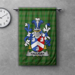 ScotsTee Shop Irish Halligan or O'Halligan Clan Coat of Arms Irish Tartan Gonfalon Flag