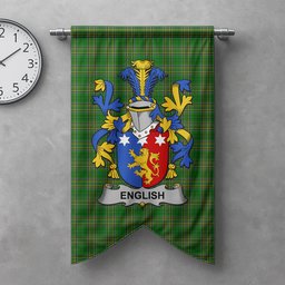ScotsTee Shop Irish English Clan Coat of Arms Irish Tartan Gonfalon Flag