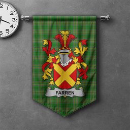 ScotsTee Shop Irish Farren or O'Farren Clan Coat of Arms Irish Tartan Gonfalon Flag