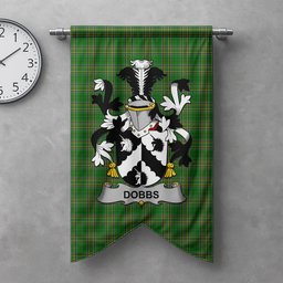 ScotsTee Shop Irish Dobbs Clan Coat of Arms Irish Tartan Gonfalon Flag