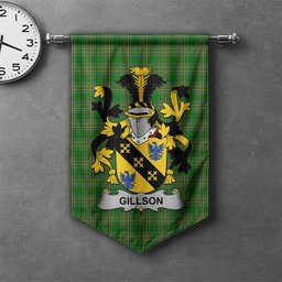 ScotsTee Shop Irish Gillson Clan Coat of Arms Irish Tartan Gonfalon Flag