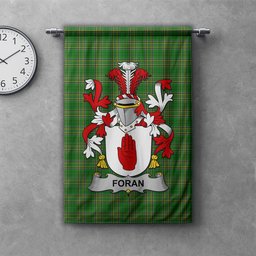ScotsTee Shop Irish Foran or O'Foran Clan Coat of Arms Irish Tartan Gonfalon Flag
