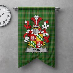 ScotsTee Shop Irish Egan or McEgan Clan Coat of Arms Irish Tartan Gonfalon Flag