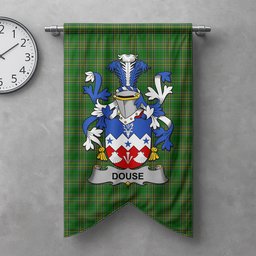 ScotsTee Shop Irish Douse or Dowse Clan Coat of Arms Irish Tartan Gonfalon Flag