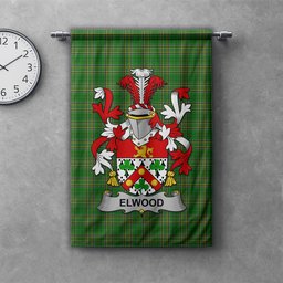 ScotsTee Shop Irish Elwood Clan Coat of Arms Irish Tartan Gonfalon Flag