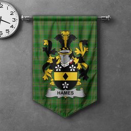 ScotsTee Shop Irish Hames Clan Coat of Arms Irish Tartan Gonfalon Flag