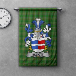 ScotsTee Shop Irish Elliott Clan Coat of Arms Irish Tartan Gonfalon Flag