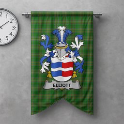 ScotsTee Shop Irish Elliott Clan Coat of Arms Irish Tartan Gonfalon Flag