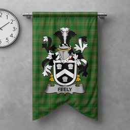 ScotsTee Shop Irish Feely or O'Feehily Clan Coat of Arms Irish Tartan Gonfalon Flag