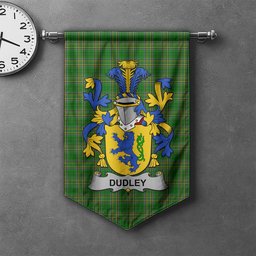 ScotsTee Shop Irish Dudley Clan Coat of Arms Irish Tartan Gonfalon Flag