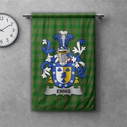 ScotsTee Shop Irish Ennis Clan Coat of Arms Irish Tartan Gonfalon Flag