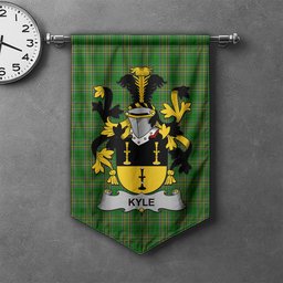 ScotsTee Shop Irish Kyle Clan Coat of Arms Irish Tartan Gonfalon Flag