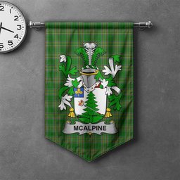 ScotsTee Shop Irish McAlpine or MacAlpin Clan Coat of Arms Irish Tartan Gonfalon Flag