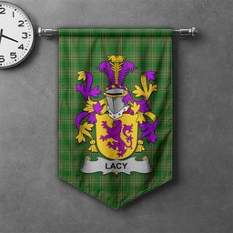 ScotsTee Shop Irish Lacy or De Lacy Clan Coat of Arms Irish Tartan Gonfalon Flag