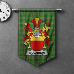 ScotsTee Shop Irish McCarron Clan Coat of Arms Irish Tartan Gonfalon Flag