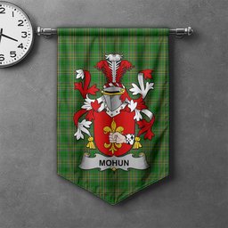 ScotsTee Shop Irish Mohun or Mohan Clan Coat of Arms Irish Tartan Gonfalon Flag