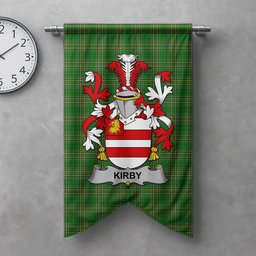 ScotsTee Shop Irish Kirby or O'Kirby Clan Coat of Arms Irish Tartan Gonfalon Flag