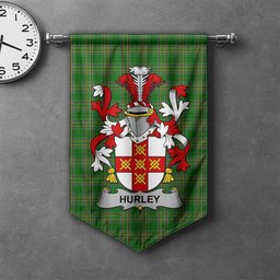 ScotsTee Shop Irish Hurley or O'Hurley Clan Coat of Arms Irish Tartan Gonfalon Flag