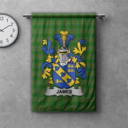 ScotsTee Shop Irish James Clan Coat of Arms Irish Tartan Gonfalon Flag