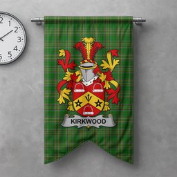 ScotsTee Shop Irish Kirkwood Clan Coat of Arms Irish Tartan Gonfalon Flag