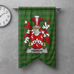 ScotsTee Shop Irish Hearon or Hearn Clan Coat of Arms Irish Tartan Gonfalon Flag