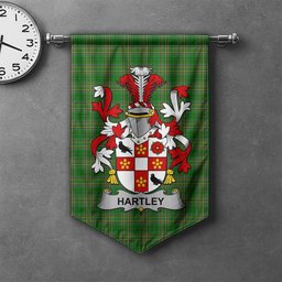 ScotsTee Shop Irish Hartley or O'Hartley Clan Coat of Arms Irish Tartan Gonfalon Flag