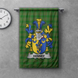 ScotsTee Shop Irish Kenney or O'Kenny Clan Coat of Arms Irish Tartan Gonfalon Flag