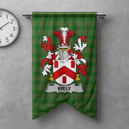 ScotsTee Shop Irish Kiely Clan Coat of Arms Irish Tartan Gonfalon Flag