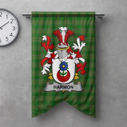 ScotsTee Shop Irish Harmon Clan Coat of Arms Irish Tartan Gonfalon Flag