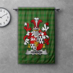 ScotsTee Shop Irish Hewson Clan Coat of Arms Irish Tartan Gonfalon Flag