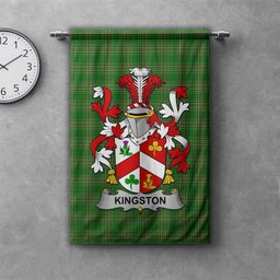 ScotsTee Shop Irish Kingston Clan Coat of Arms Irish Tartan Gonfalon Flag