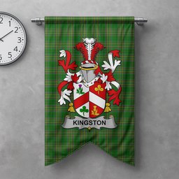 ScotsTee Shop Irish Kingston Clan Coat of Arms Irish Tartan Gonfalon Flag