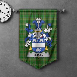 ScotsTee Shop Irish Leman or Lemon Clan Coat of Arms Irish Tartan Gonfalon Flag
