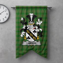 ScotsTee Shop Irish Lawson Clan Coat of Arms Irish Tartan Gonfalon Flag