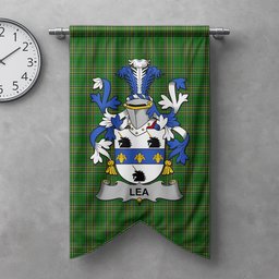 ScotsTee Shop Irish Lea or McLea Clan Coat of Arms Irish Tartan Gonfalon Flag