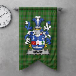 ScotsTee Shop Irish Keane or O'Cahan Clan Coat of Arms Irish Tartan Gonfalon Flag