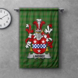 ScotsTee Shop Irish Lindsey Clan Coat of Arms Irish Tartan Gonfalon Flag