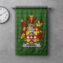 ScotsTee Shop Irish Hemphill Clan Coat of Arms Irish Tartan Gonfalon Flag