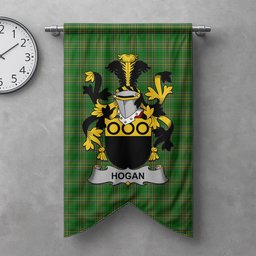 ScotsTee Shop Irish Hogan or O'Hogan Clan Coat of Arms Irish Tartan Gonfalon Flag