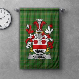 ScotsTee Shop Irish Kinsella or Kinsellagh Clan Coat of Arms Irish Tartan Gonfalon Flag