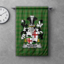 ScotsTee Shop Irish Kellett Clan Coat of Arms Irish Tartan Gonfalon Flag