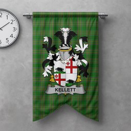 ScotsTee Shop Irish Kellett Clan Coat of Arms Irish Tartan Gonfalon Flag