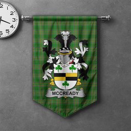 ScotsTee Shop Irish McCready or McCreadie Clan Coat of Arms Irish Tartan Gonfalon Flag