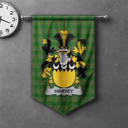 ScotsTee Shop Irish Harvey or Hervey Clan Coat of Arms Irish Tartan Gonfalon Flag