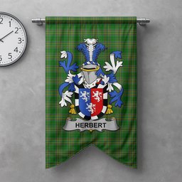 ScotsTee Shop Irish Herbert Clan Coat of Arms Irish Tartan Gonfalon Flag